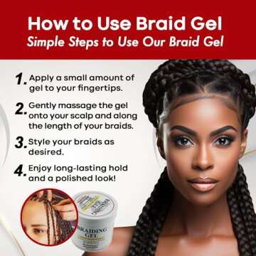 BELLATIQUE Professional Braiding Gel Maximum Hold (17.63 Oz) for Natural, Relaxed, Dry, Dull, & Brittle Hair - No Flaking, No Whitening, Fast Drying, High Shine, - Lasts Up to 48 Hrs