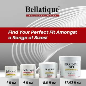 BELLATIQUE Professional Braiding Gel Maximum Hold (17.63 Oz) for Natural, Relaxed, Dry, Dull, & Brittle Hair - No Flaking, No Whitening, Fast Drying, High Shine, - Lasts Up to 48 Hrs