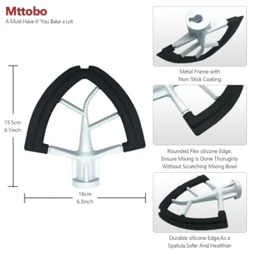 Flex Edge Beater for KitchenAid 4.5/5 QT Tilt Head Stand Mixer Fits 4.5-5 Quart Bowls,With Silicone Edges For Kitchen Aid Accessories and Attachments,Black