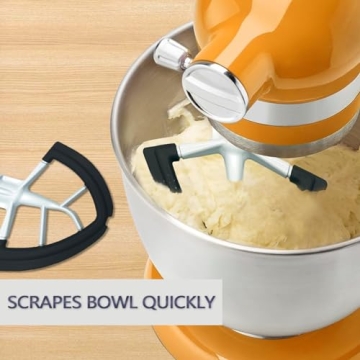 Flex Edge Beater for KitchenAid 4.5/5 QT Tilt Head Stand Mixer Fits 4.5-5 Quart Bowls,With Silicone Edges For Kitchen Aid Accessories and Attachments,Black