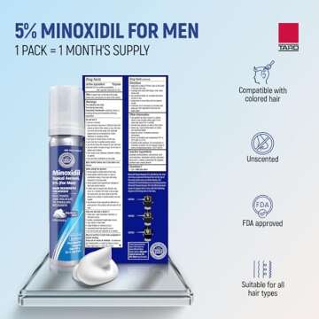 Taro Minoxidil Topical Aerosol Foam, 5%, Hair Regrowth 3 Months Treatment for Men, 2.11 oz (3 Pack)