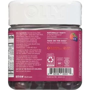 OLLY Perfect Women's Multivitamin Gummy Supplement, with Biotin & Folic Acid, Blissful Berry, 90 count (45 Day Supply)