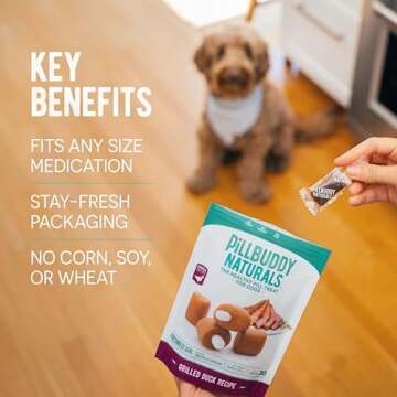 Presidio Pill Buddy Naturals - Beef Recipe Pill Hiding Treats for Dogs - Make A Perfect Pill Concealing Pocket Or Pouch for Any Size Medication - 30 Servings