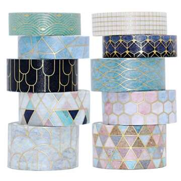 VEYLIN Gold Foil Washi Tape Set for Art & Craft Projects