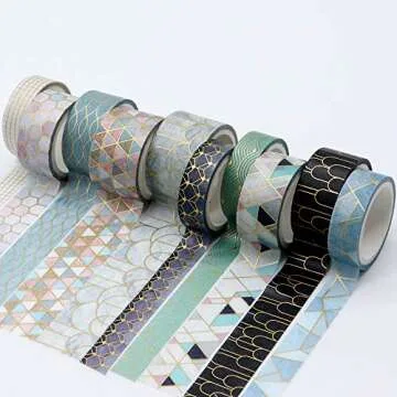 VEYLIN Gold Foil Washi Tape Set for Art & Craft Projects