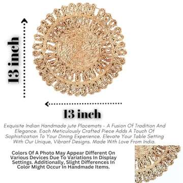 RIANGI Natural Jute Placemats Set of 4 for Any Occasion