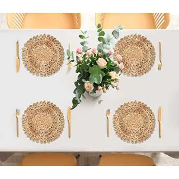 RIANGI Natural Jute Placemats Set of 4 for Any Occasion
