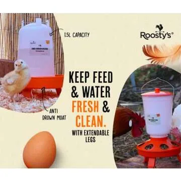 Roosty's Chick Feeder and Waterer Kit, Chicken Feeder and Waterer Set, 1.5kg Poultry Feeder and 1.5L Chick Waterer - Baby Chick Feeder, Baby Chick Waterer, Chicken Starter Kit, Baby Chicken Supplies