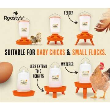 Roosty's Chick Feeder and Waterer Kit, Chicken Feeder and Waterer Set, 1.5kg Poultry Feeder and 1.5L Chick Waterer - Baby Chick Feeder, Baby Chick Waterer, Chicken Starter Kit, Baby Chicken Supplies