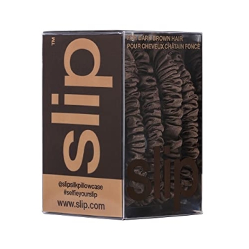 Luxurious Slip Silk Skinny Hair Scrunchies Set - Dark Brown