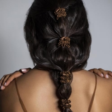 Luxurious Slip Silk Skinny Hair Scrunchies Set - Dark Brown