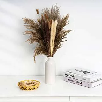 TIMEYARD White Ceramic Vases Set of 3, Modern Farmhouse Vases for Flowers, Rustic Home Decor, Decorative Vintage Vase Set for Table, Cabinet, Hallway, Living Room, Entryway