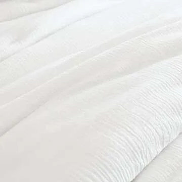 HOMBYS 100% Cotton Muslin Comforter Oversized King 120x120, Lightweight and Breathable Down Alternative Comforter,Soft Gauze Summer Bed Comforter, Off White Reversible Fluffy Duvet Insert