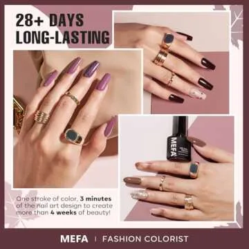 MEFA Gel Nail Polish Set, 12 Colors Burgundy Red Gel Polish Set Champagne Gold Glitter Nail Polish Gel Soak Off Dark Red Purple Shimmer Nude Brown Gel Nail Gifts for Women Girl DIY Salon Home Manicure