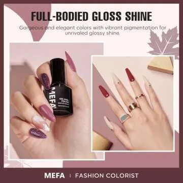 MEFA Gel Nail Polish Set, 12 Colors Burgundy Red Gel Polish Set Champagne Gold Glitter Nail Polish Gel Soak Off Dark Red Purple Shimmer Nude Brown Gel Nail Gifts for Women Girl DIY Salon Home Manicure