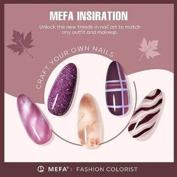 MEFA Gel Nail Polish Set, 12 Colors Burgundy Red Gel Polish Set Champagne Gold Glitter Nail Polish Gel Soak Off Dark Red Purple Shimmer Nude Brown Gel Nail Gifts for Women Girl DIY Salon Home Manicure