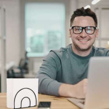 HugeDream Napkin Holder- Napkin Holders for Table, Kitchen - Modern Metal Paper Napkin Holders for Cocktail (Black)