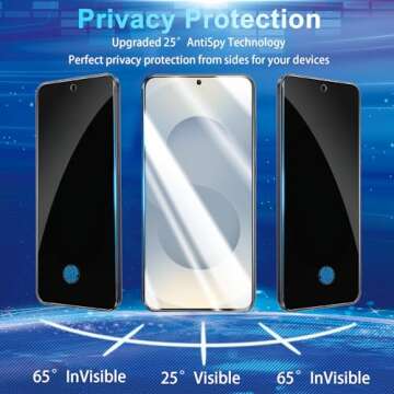 CWQZGUF Galaxy S25 Plus Privacy Screen Protector, 2 Pack Privacy Tempered Film with 2 Pack Camera Lens Tempered Glass, High Clarity, Anti-Spy Protection for Samsung S25 Plus 5G