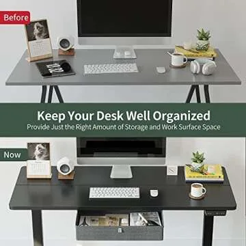 FEZIBO 55x 24 Inches Standing Desk with Drawer, Adjustable Height Electric Stand up Desk with Storage, Sit Stand Home Office Desk, Ergonomic Computer Desk, Black