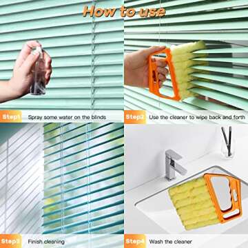 AOCEAN 2 Pcs Blind Cleaner Duster Tool 7-Finger Dusting Cleaner Tool for Window & Air Conditioner Handheld Mini Duster Brush for Wood Blinds Dust Dirt