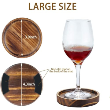 Natural Wood Drink Coasters Set with Holder for Home Decor