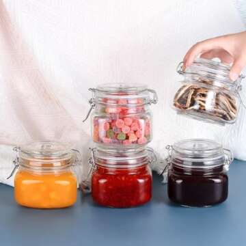 YEBODA 16oz Food Storage Canister Glass Jars with Clamp Airtight Lids and Silicone Gaskets for Multi...