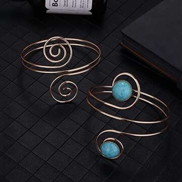 SAILIMUE 8 Pcs Adjustable Arm Cuff Bracelet Set for Women