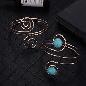 SAILIMUE 8 Pcs Adjustable Arm Cuff Bracelet Set for Women