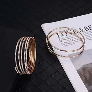 SAILIMUE 8 Pcs Adjustable Arm Cuff Bracelet Set for Women