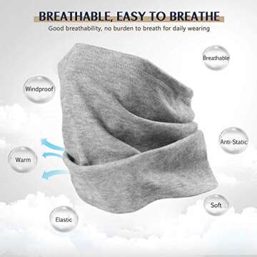 Neck Warmer Gaiter Face Mask Skiing Face Scarf Mask Soft Fleece Cold Weather Skiing Cycling Face Cover Black+Grey