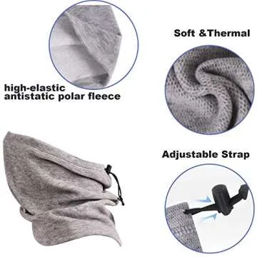 Neck Warmer Gaiter Face Mask Skiing Face Scarf Mask Soft Fleece Cold Weather Skiing Cycling Face Cover Black+Grey