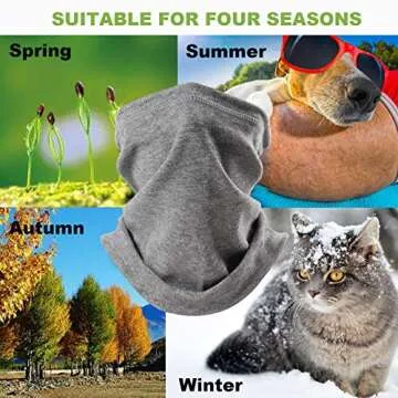 Neck Warmer Gaiter Face Mask Skiing Face Scarf Mask Soft Fleece Cold Weather Skiing Cycling Face Cover Black+Grey