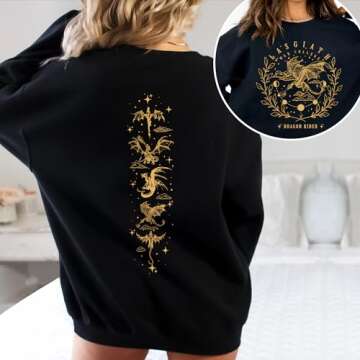 Fourth Wing Basgiath War College Sweatshirt - Dragon Rider Rebecca 2 Sided Sweatshirt for Bookish, Book Lovers S Black