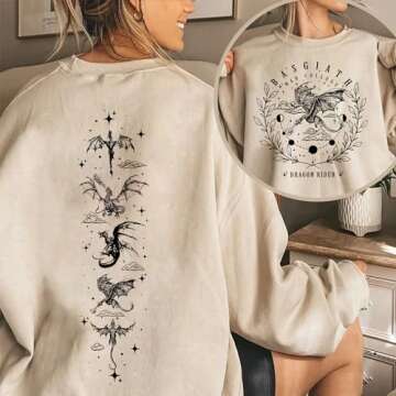 Fourth Wing Basgiath War College Sweatshirt - Dragon Rider Rebecca 2 Sided Sweatshirt for Bookish, Book Lovers S Black