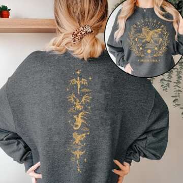 Fourth Wing Basgiath War College Sweatshirt - Dragon Rider Rebecca 2 Sided Sweatshirt for Bookish, Book Lovers S Black
