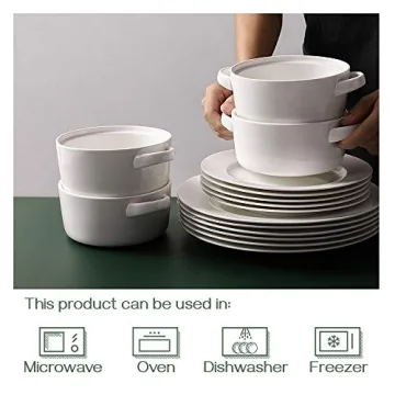 DOWAN 24 Ounce Soup Bowls with Handles for Kitchen