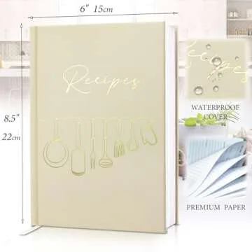 Durable Blank Recipe Book - 8.5''x6'', 100 Recipes