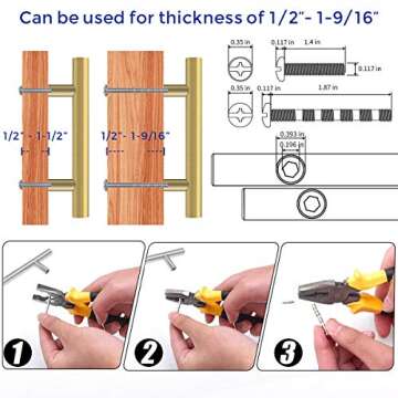 Ravinte 12 Pack 5 Inch Cabinet Pulls Brushed Brass Stainless Steel Kitchen Drawer Pulls Cabinet Handles 5”Length, 3” Hole Center