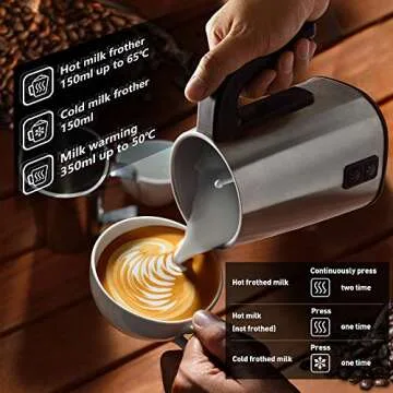 500W Magnetic Milk Frother & Steamer: Non-Stick Interior Electric Milk Frother & Warmer (5.1oz/11.8oz), Automatic Foam Maker Hot/Cold Milk Frother and Heater for Cappuccino, Coffee, Latte, Chocolates