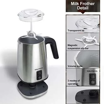500W Magnetic Milk Frother & Steamer: Non-Stick Interior Electric Milk Frother & Warmer (5.1oz/11.8oz), Automatic Foam Maker Hot/Cold Milk Frother and Heater for Cappuccino, Coffee, Latte, Chocolates