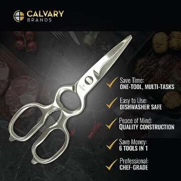 Calvary Brands Kitchen Scissors - Durable & Easy to Clean
