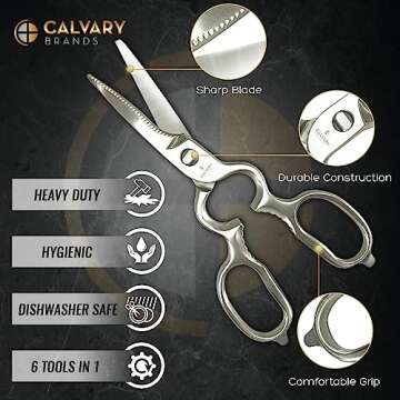 Calvary Brands Kitchen Scissors - Durable & Easy to Clean