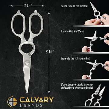 Calvary Brands Kitchen Scissors - Durable & Easy to Clean
