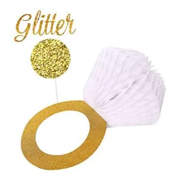 Bridal Shower Glitter Gold Honeycomb Ring Decorations Set