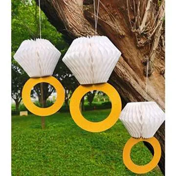 Bridal Shower Glitter Gold Honeycomb Ring Decorations Set