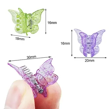 EAONE Sparkly Mini Butterfly Clips - 50 Colorful Accessories