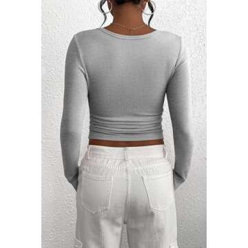 PRETTYGARDEN Women's 2025 Spring Fall Long Sleeve Henley T Shirts Button Ribbed Knit Slim Fit Casual...