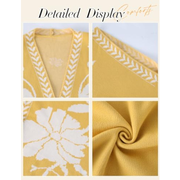 Yimoon Women's Floral Knit Embroidered Vest Y2K Sleeveless Open Front Cardigan Cropped Sweater Vest Top (Yellow-XS)