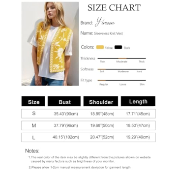 Yimoon Women's Floral Knit Embroidered Vest Y2K Sleeveless Open Front Cardigan Cropped Sweater Vest Top (Yellow-XS)