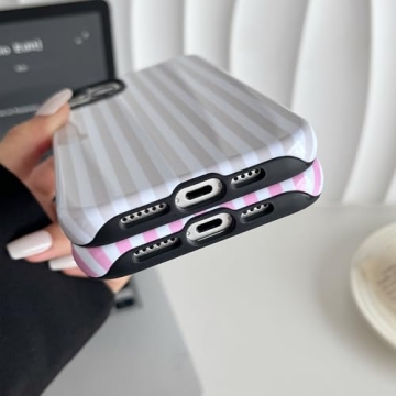 Longlayss Cute Striped Case for iPhone 14 Plus/15 Plus
